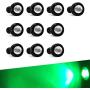 Sidaqi 9W LED Eagle eye 18MM High Power Car Motorcycle Daytime Running DRL Bumper Fog Light Backup Light Clearance Marker Lights Waterproof-10pcs,Green