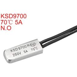uxcell KSD9700 Thermostat, 70°C Normally Open Temperature Switch Thermal Switch, N.O 5A Metal Temperature Controller 2pcs