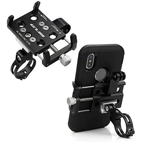 Bike & Motorcycle Phone Mount Aluminium Bicycle Handlebar Phone Holder with Action Camera Mount Compatible with GoPro Camera Models,Compatible with iPhone 11 Pro Max Galaxy S20 (Black)