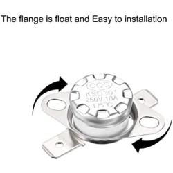 uxcell KSD301 Thermostat 175°C/347°F 10A Normally Closed N.C Adjust Snap Disc Temperature Switch for Microwave,Oven,Coffee Maker 5pcs