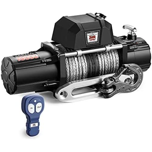 ZEAK 10000lb. Electric Truck Winch Synthetic Rope 12V, for SUV Trailers Offroad, Waterproof, Wireless Remote