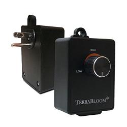 TerraBloom Fan Speed Controller For Booster Inline Exhaust and Duct Fans. Blower Airflow and Motor Speed Adjuster. Rated For Up To 350W. Continuous Dial Rheostat Control