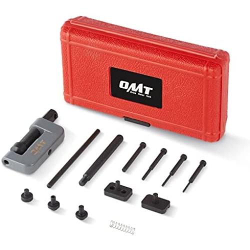 Orion Motor Tech Chain Breaker Tool Kit, 13pc Motorcycle Chain Breaking Riveting Hand Tool Set, C Frame 3 Anvils 6 Break Tips, Bicycle and Motorcycle Repair Kit for Cam and 25 to 630 Chains, Red