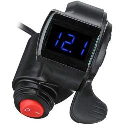 KOOBOOK 1Pcs 12V-72V E-Bike Universal Thumb Throttle LED Display Voltage Black Portable Digital Grips With Power Switch For Scooter Electric Bike