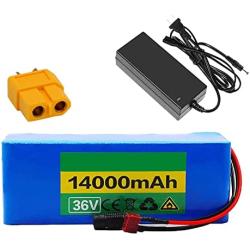 Wnicek 36V 14000mAh E-Bike Lithium Battery 10S 5P 14Ah Lithium-ion Battery Rechargeable Battery Pack Fit for 200W 250W 350W 500W 750W Motor with Charger+ BMS