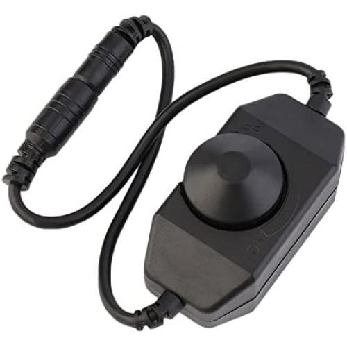 inSharePlus Mini Inline LED Dimmer Switch DC 12V 2A PWM with DC Jack 5.5/2.1 Connector for Single Color 3528 5050 LED Strip Light(1Pack, Black)