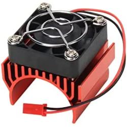 RC Motor Heatsink with 5V Cooling Fan for 1/10 Traxxas Axial Tamiya Losi 540 550 3650 Size Brushless Engine Motor?Remote Control Car Truck Buggy Crawler,Red