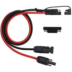 2ft/60cm Solar Conector to SAE Adapter 10AWG Cable + 2ft/60cm 10 AWG Solar Weatherproof SAE Socket Sidewall Port