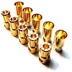 WST 6.0mm Gold Bullet Connector for RC Battery ESC Motor Plug (Pack of 5 Pairs)