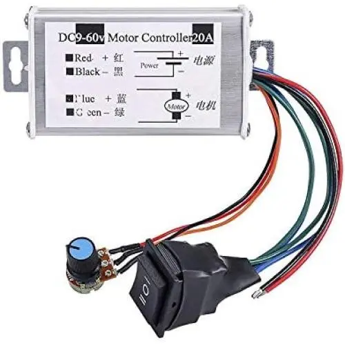 ICQUANZX DC Motor Speed Controller,Brush Motor Driver Controls Module DC 9V-60V 12V 24V 36V 48V 60V Motor Pulse Width Modulator Regulator 20A 1200W PWM Monitor Dimmer Governor with Switch & Knob