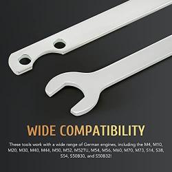 Orion Motor Tech Fan Clutch Wrench Set Compatible with BMW E34 E36 E39 E46 E90, 2pc Water Pump Removal Tool Kit with 32mm Fan Clutch Nut Wrench and 37cm Water Pump Pulley Holder for German Engines