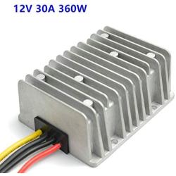 QJFCare Waterproof DC Buck Converter Voltage Regulator 36V 48V Step Down to 12V 30A 360W Adjustable Power Converter Transformer for Golf Cart, Car ,Vehicle