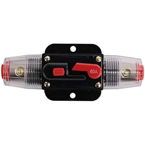 ZBSJAKU 60A Circuit Breaker Auto Car Protection Stereo Switch with Reset Switch for Car Audio System Protection Replace Fuses 60A Fuse Holders 12V/24V/32V/48V DC