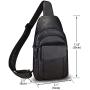 Genuine Leather Sling Bag Crossbody Motorcycle Bag Handmade Chest Bag Hiking Daypack Retro Shoulder Backpack (Darkgrey)
