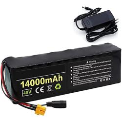 Wnicek E-Bike Battery Pack 48V 14000mAh Electric Bike Lithium Battery Rechargeable Waterproof Battery Pack with 54.6V Charger Fit for 1000W 750W 500W 350W 250W 200W Motor