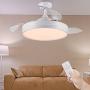 Retractable Ceiling Fan, Newday 42 inch Bladeless Ceiling Fan with Light and Remote Control, Modern Ceiling Fan with Retractable Blades, Quiet Motor, Timer, Ceiling Fans for Bedroom, Kitchen (White)