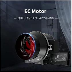 Inline Duct Fan with Temperature Humidity Controller, Dr.thermal Quiet 4” inline fan,PWM- EC-motor, Quiet 28dBA,Ventilation Exhaust Fan for Grow Tents, Hydroponics etc.