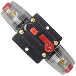 WOHHOM 30A 40A 50A 60A 80A 100A 125A 150A Audio Circuit Breaker Auto Car Stereo Inline Fuse Holders Inverter, Manual Reset 12V-24V DC for Automotive Marine Boat Audio System Protection (125A)