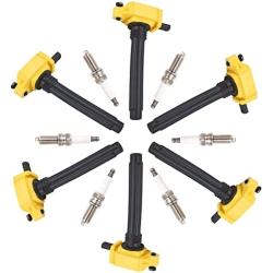 Yoshi Motors Pack of 6 Racing Ignition Coil With 6 Spark Plug Replacement For Chrysler Dodge Jeep 2011-2018 Avenger Durango Grand Caravan 200 300 Cherokee Wrangler 3.2 3.6 V6 UF648 C1791