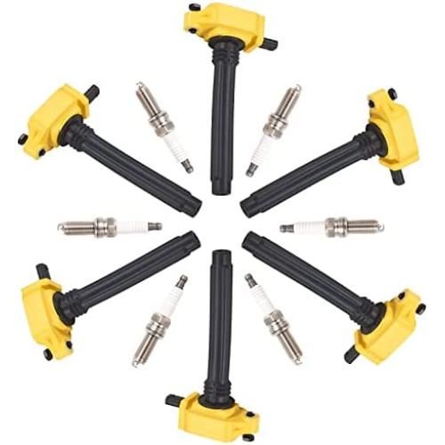 Yoshi Motors Pack of 6 Racing Ignition Coil With 6 Spark Plug Replacement For Chrysler Dodge Jeep 2011-2018 Avenger Durango Grand Caravan 200 300 Cherokee Wrangler 3.2 3.6 V6 UF648 C1791
