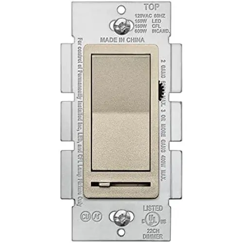 BESTTEN Champagne Gold Dimmer Wall Light Switch, Single Pole or 3-Way, Compatible with Dimmable LED, CFL, Incandescent and Halogen Bulb, 120VAC, Signature Collection, UL Listed