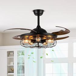 Farmhouse Industrial Ceiling Fans with Light, Siljoy 48