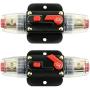 40A Inline Circuit Breaker Reset Fuse, 12V-24V DC Reset Fuse Holder 40 amp with Manual Reset for Car Audio Stereo Switch and Solar Inverter System (2 Pack)