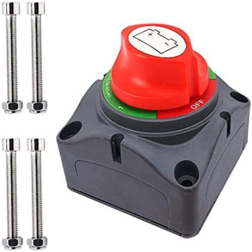 Ampper 1-2-Both-Off Battery Disconnect Switch, 12-48 V Battery Master Cut Shut Off Isolator Switch (1-2-Both-Off)