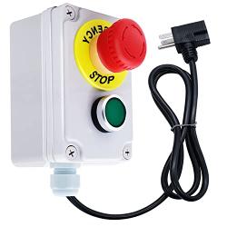 mxuteuk 300V Waterproof Motor On/Off Switch for Table Saw Safety Switch Power Tool Switch with Emergency Stop Push Button Switch, fits Table Saws, Dust Collectors and Other Electrical Equipment G017