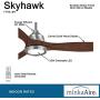 Minka-Aire F749L-BN Skyhawk 60 Inch LED Ceiling Fan with Carved Wood Blades, Integrated LED Light and DC Motor in Brushed Nickel Finish