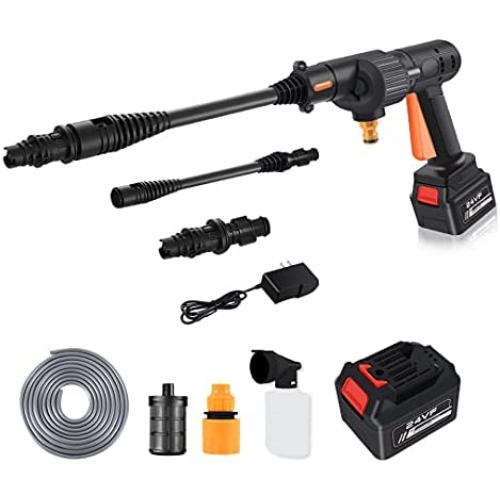 Cordless Pressure Washer Gun, 2 x 24V Batteries 20000Ah 200W Max 435PSI Portable Power Cleaner, 200W High Pressure Washer with 3In1 Adjustable Nozzle, Suitable for Washing Cars/Flowers/Floors, etc.