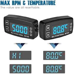 Runleader Digital LED Engine Hour Meter,RPM &Temperature Display,Maintenance Reminder,External Powered Operating for Lawn Mower Generator Dirtbike Paramotor Outboard Motor Marine Compressor