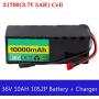 Jieoto 36V 10000mAh Lithium Battery 10Ah 10S 2P T-Plug E-Bike Li-ion Battery Pack Suitable for 500W 350W 250W 200W Electric Bicycles Motors with Charger and BMS
