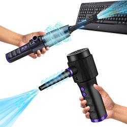Cordless Air Duster & Vacuum 2 in 1，Riichaapy Powerful 45000RPM/8000PA Motor, 10000mAh Electric Air Blower for Cleaning Keyboard, PC, Car