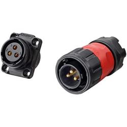 Aviation Connector M20 Plastic Male Plug + Square Female Socket Φ20mm Outdoor Waterproof IP67 Connectors with Cap Panel Mount 3 Pin Gold Plated for Industrial Device Power