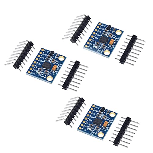 GY-521 MPU-6050 3 Axis Accelerometer Gyroscope Module 6 DOF 6-axis Accelerometer Gyroscope Sensor Module, Converter Data Output IIC I2C Compatible for Arduino, Pack of 3