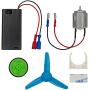 DC Motor Parts Kit with Plug Connectors for DIY Science & STEM Projects - 10pcs of Motors, Battery Holders, propellers, Plastic Wheels, and Motor Holders