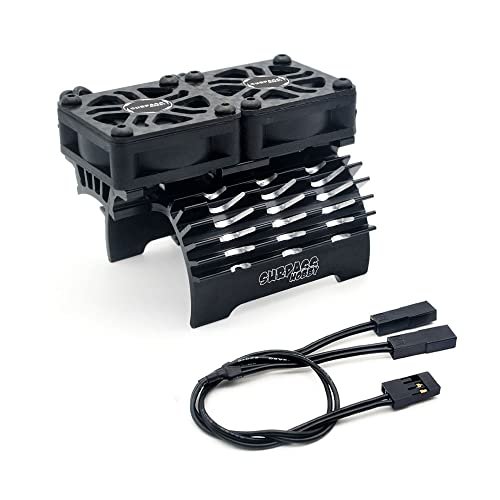 RC Cooling Fans Jrelecs Twin 30mm RC Car Motor Fan with Metal Heatsink 4068 4274 Brushless Motor Heatsink for 1/8 1/10 RC Car 40mm 42mm Brushless Motor (Black)
