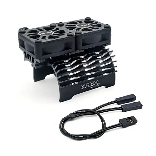 RC Cooling Fans Jrelecs Twin 30mm RC Car Motor Fan with Metal Heatsink 4068 4274 Brushless Motor Heatsink for 1/8 1/10 RC Car 40mm 42mm Brushless Motor (Black)