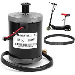 Keenso E-Scooter Brushed Motor, 12V 100W High Speed Brush Motor with 384 Pulley Belt Electric Motor for Electric Scooter Electric Bicycle Modification Accessories