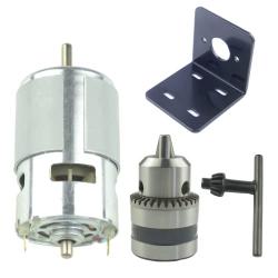 CONQUERALL 775 DC Motor DC 12V 6000 RPM / 24V 12000RPM Large Torque High Power Motor with Drill Chuck and Bracket