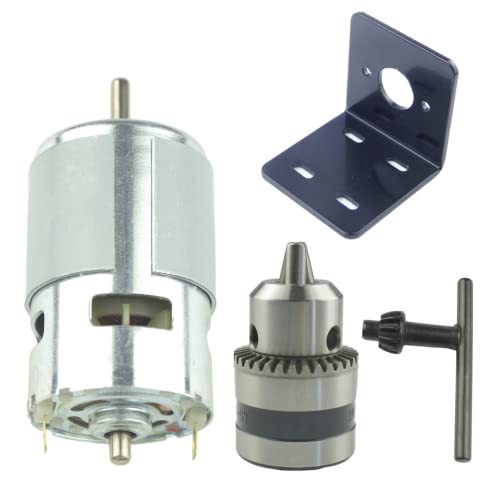 CONQUERALL 775 DC Motor DC 12V 6000 RPM / 24V 12000RPM Large Torque High Power Motor with Drill Chuck and Bracket