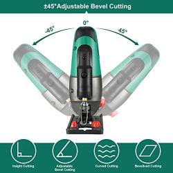 HYCHIKA Jig Saw, 6 Amps 750W Orbital Jigsaw 800-3000SPM with 6 Pcs Cutting Blades,6 Various Speed and 4 Orbital Set, ±45° Bevel,Laser Guide