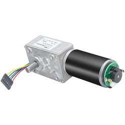 BEMONOC DC 12V 55RPM Worm Gear Motor, with Encoder and Cable High Torque Speed Reduction Motor for Robots & Toys