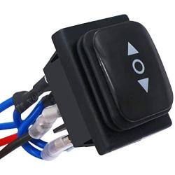 TWTADE Momentary Polarity Reverse Switch Waterproof DC 12V 10A Control Motor for Hoist, Crane, Linear Actuator 6 Pin 3 Position (ON)-Off-(ON) AC 110V-220V Rocker Toggle Switch With Wire KCD4-223-JT