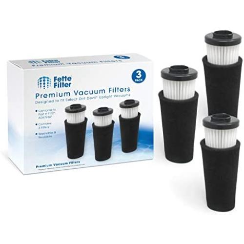 Fette Filter - Pre Motor Odor Trapping Filter & Inlet Filter Set Compatible with Dirt Devil Endura. (F112. Pack of 3)