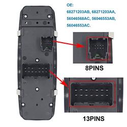 MOCW 68271203AB Left Driver Master Power Window Switch Fit for 2015-2016 Chrysler 200,for 2013-2016 Dodge Dart; for 2014-2016 Jeep Cherokee- No Auto