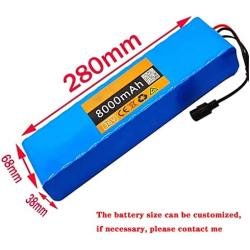 Jieoto 36V 8Ah E-Bike Battery 10S 3P 8000mAh Waterproof Li Battery Pack Electric Bicycle Rechargeable Battery with 2A Charger Fit for 300W-50W Ebike Motor