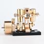DjuiinoStar 2-Cylinder Mini Steam Engine for 40cm Miniature Retro Steamboat, 3000RPM at 0.4MPA, Double Cylinder Swing Engine, Fancy Engine Model for DIY (with No Boiler)