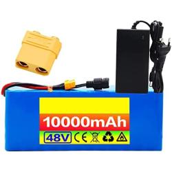 Jieoto 48V 10Ah 10S 4P Electric Bike Lithium Battery Pack Rechargeable Li-ion Battery Fit for Electric Scooter Electric Motorcycles Mopeds with 54.6V Charger